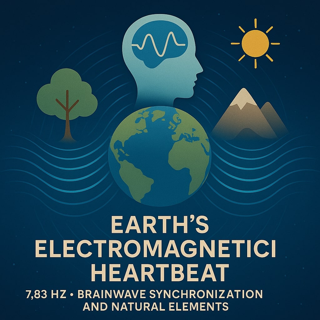 Visualization of Earth surrounded by electromagnetic waves representing the Schumann Resonance at 7.83 Hz