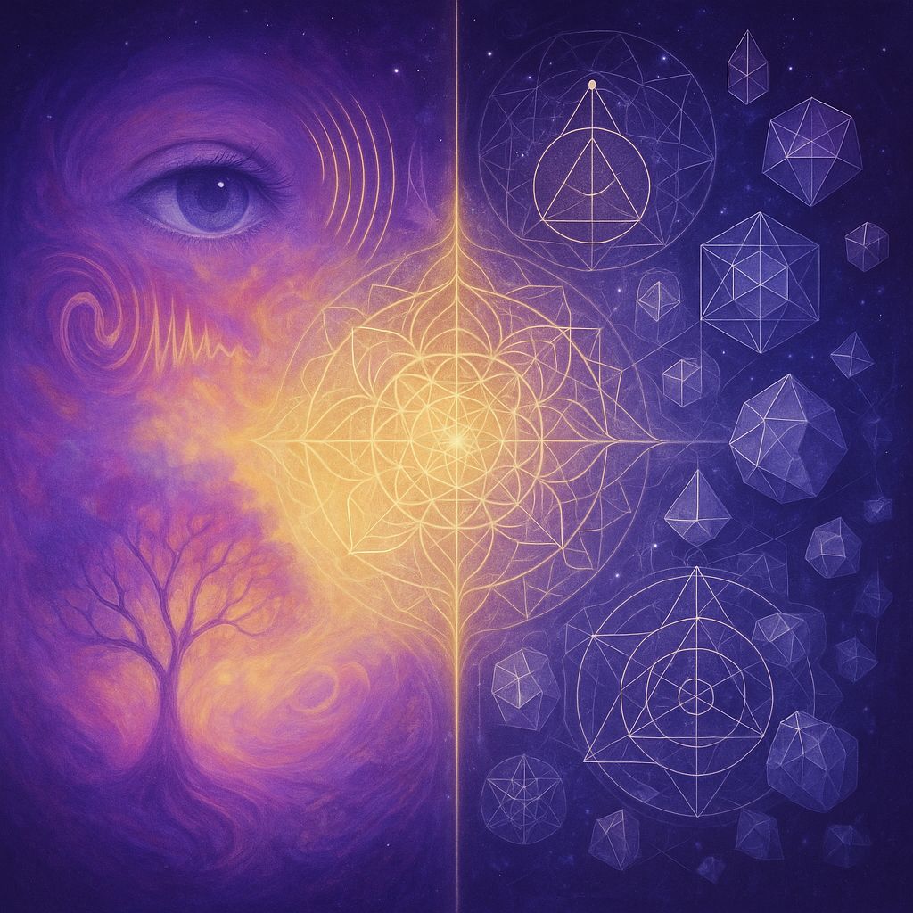 Mystical illustration showing the unity of perception and thinking in Rudolf Steiner's philosophy