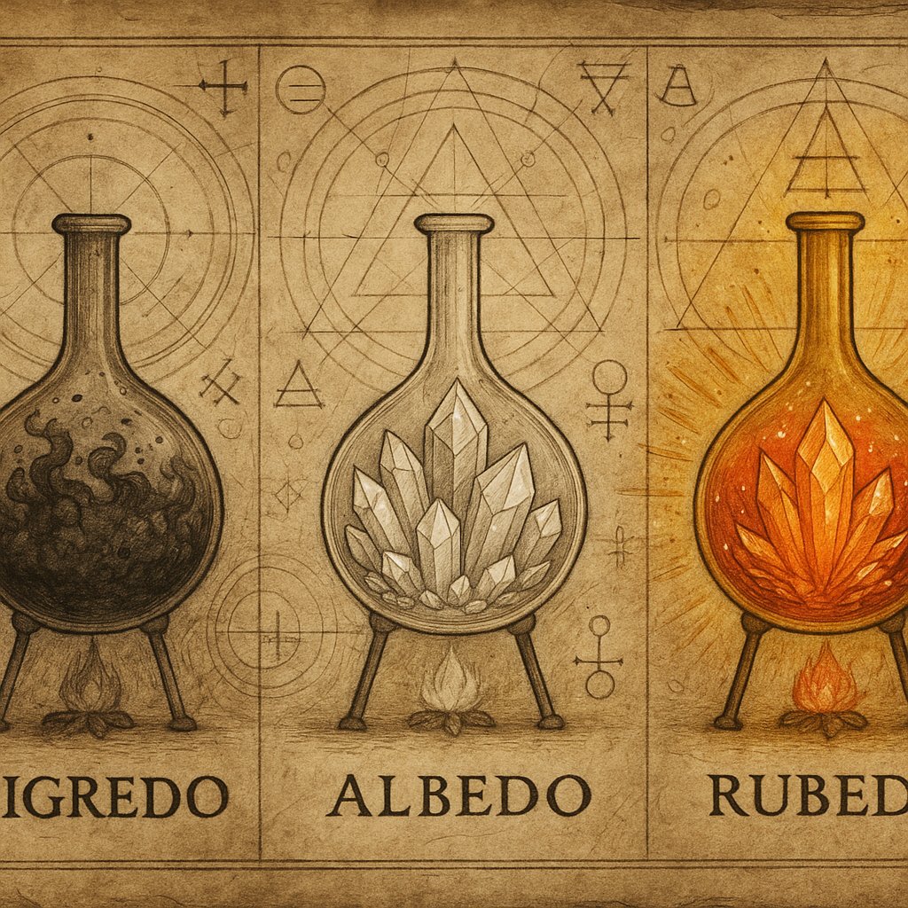 Three-Stage Alchemical Process: Nigredo to Rubedo cover