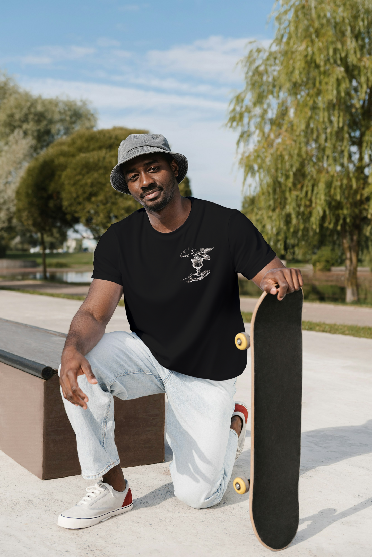 Man Wearing Ace of Cups Tarot Tshirt | Thalira