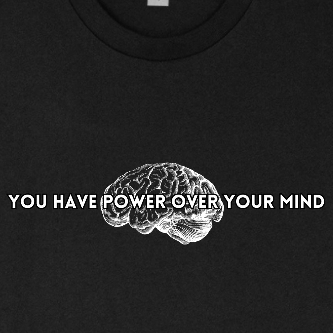Power Over Your Mind Stoicism Black Tshirt closeup | Thalira
