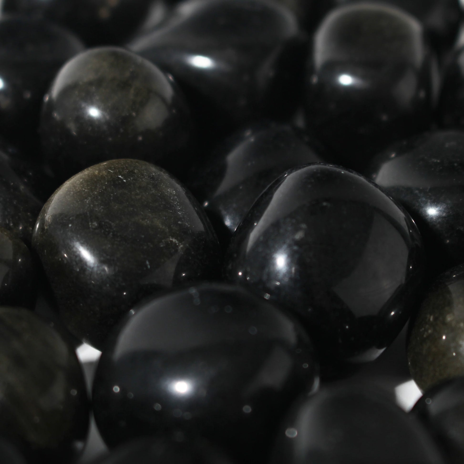 Gold sheen obsidian tumbled stones for spiritual protection and shadow work healing