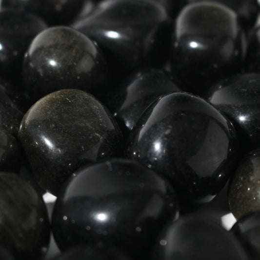 Gold sheen obsidian tumbled stones for spiritual protection and shadow work healing