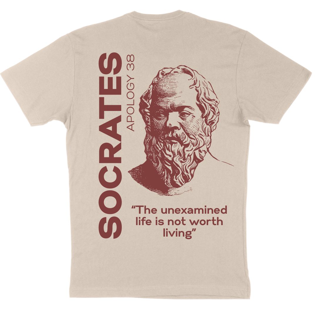 Socrates apology 38 graphic tshirt back