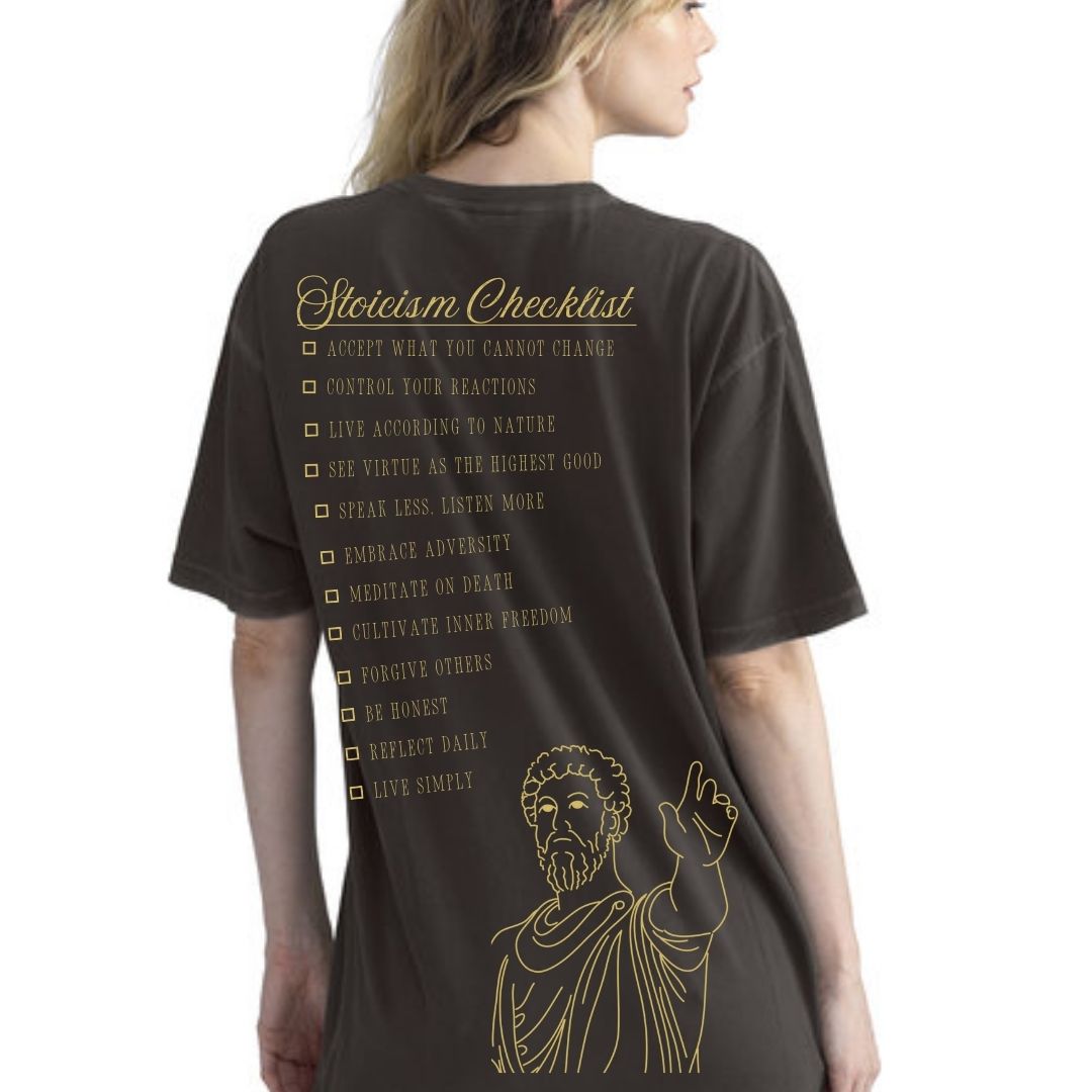 Woman Wearing Stoic Soul Vintage Tshirt | Stoicism | Thalira