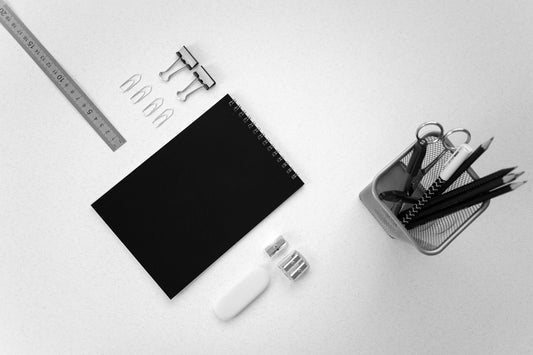 Pencil on a plain desk, the ordinary object used to fix your attention span through daily training - Thalira