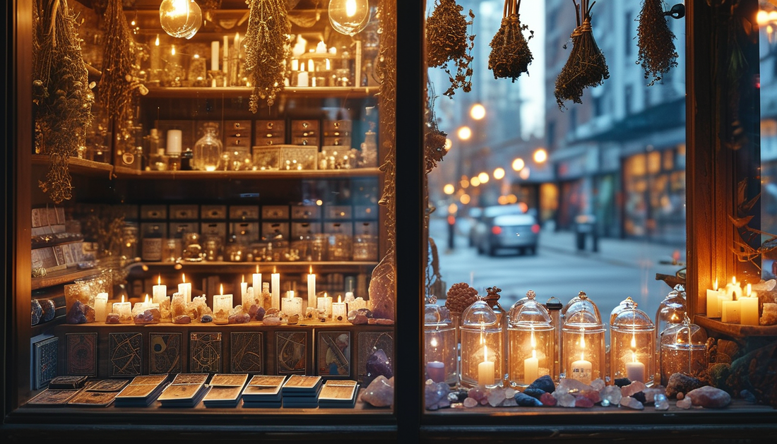 Metaphysical stores Toronto interior with crystals and tarot