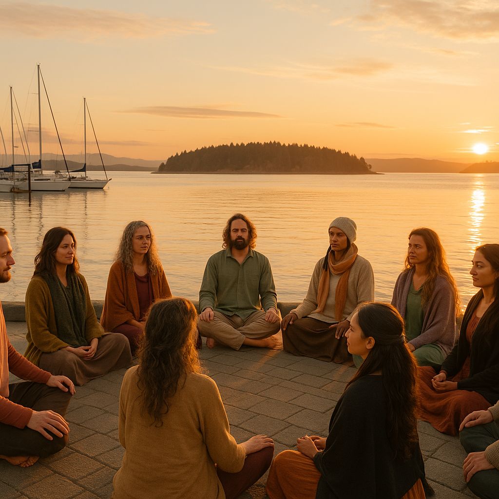 ormus practitioners in nanimo bc meditating in a circle