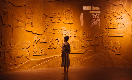 Egyptian hieroglyphs and temple art - Eye of Horus and ancient wisdom