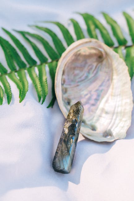 Labradorite crystal showing iridescent flash