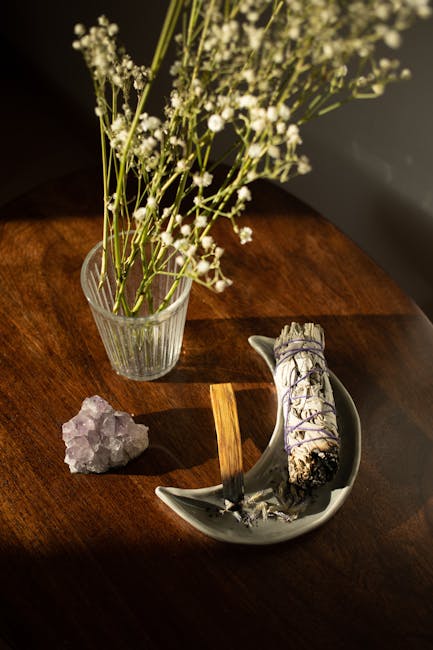 Calming crystals sage and amethyst for anxiety relief