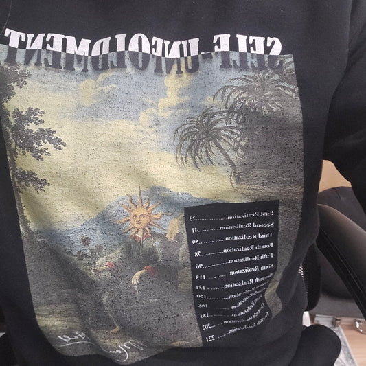 Manly P. Hall Philosophy Sweatshirt Back Detail - Self Unfoldment Design