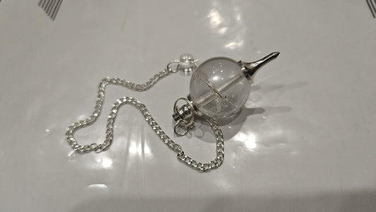 Clear quartz ball pendulum silver chain neutral dowsing tool Canada