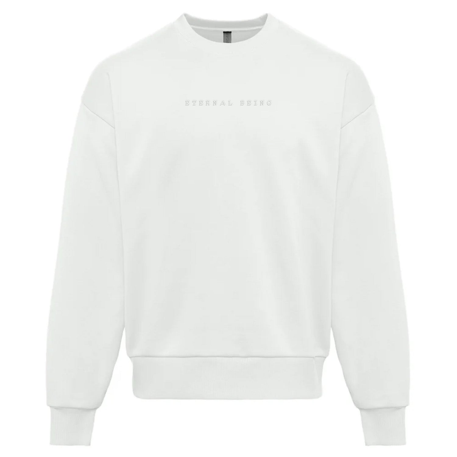 Eternal being Embroidered Sweatshirt White Color | Tonal Embroidery | Esoteric Apparel | Thalira