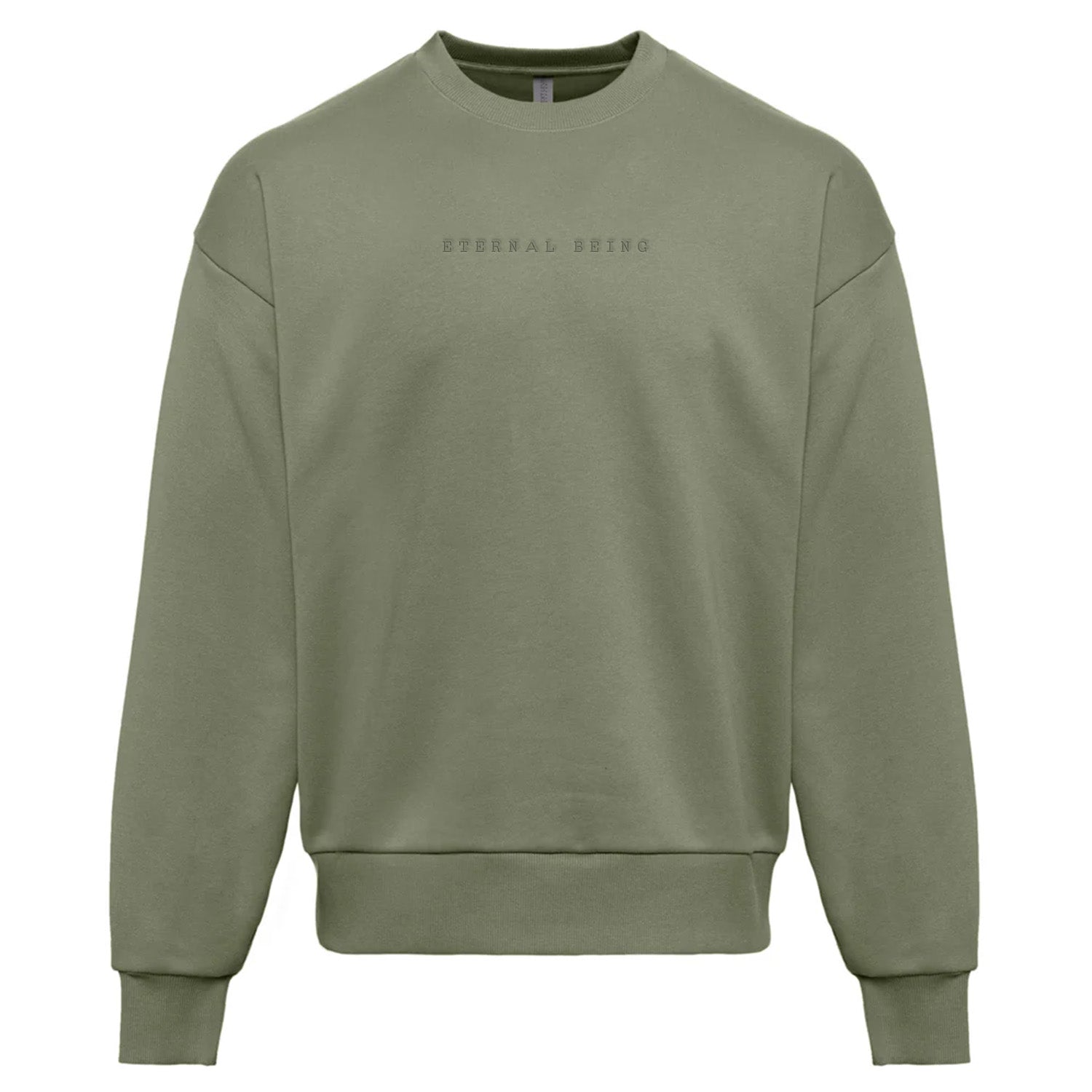 Eternal being Embroidered Sweatshirt Olive Color | Tonal Embroidery | Esoteric Apparel | Thalira