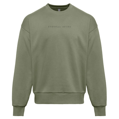 Eternal being Embroidered Sweatshirt Olive Color | Tonal Embroidery | Esoteric Apparel | Thalira