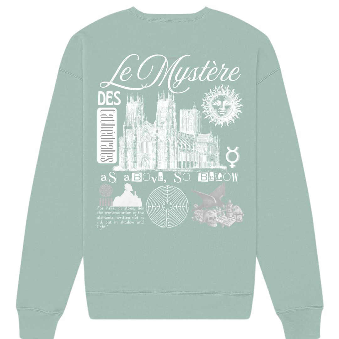 Le Mystere des Cathedrales Sage Sweatshirt Back | Thalira