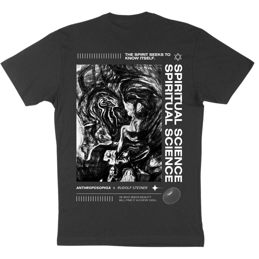 Charcoal Rudolf Steiner Art Tshirt Back | Thalira