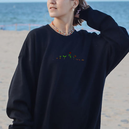 Woman Wearing Plant Life Cycle Sweatshirt | thalira