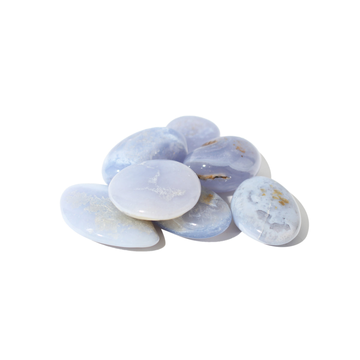 Blue Chalcedony tumbled stone communication