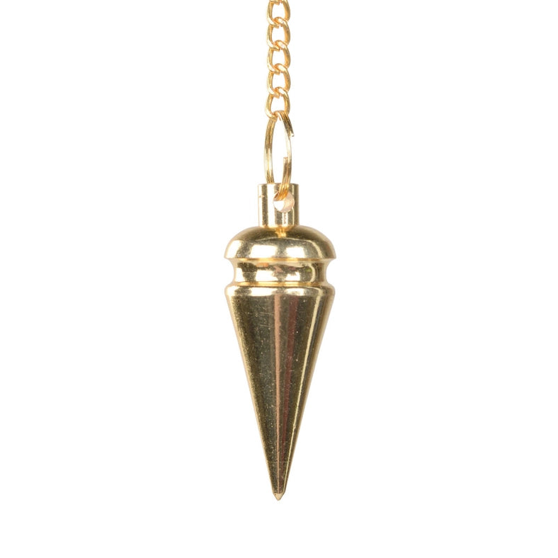 Gold-tone metal dowsing pendulum compact classical cone form