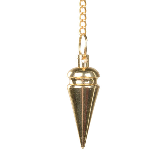 Gold-tone metal dowsing pendulum compact classical cone form