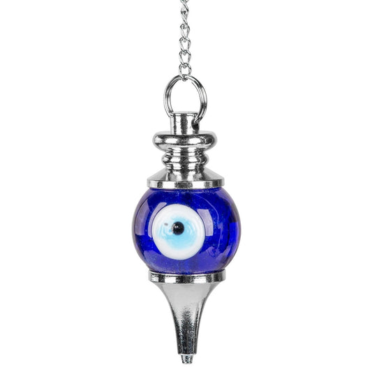 Sephoroton evil eye pendulum with cobalt glass nazar on silver chain