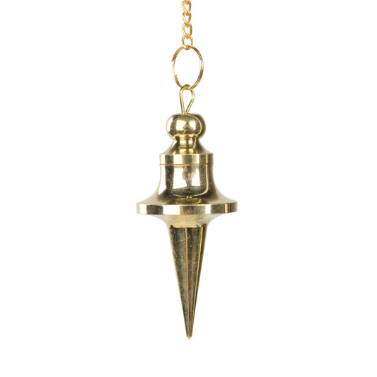 Gold-tone pointed chambered pendulum with flared witness-sample mid-section