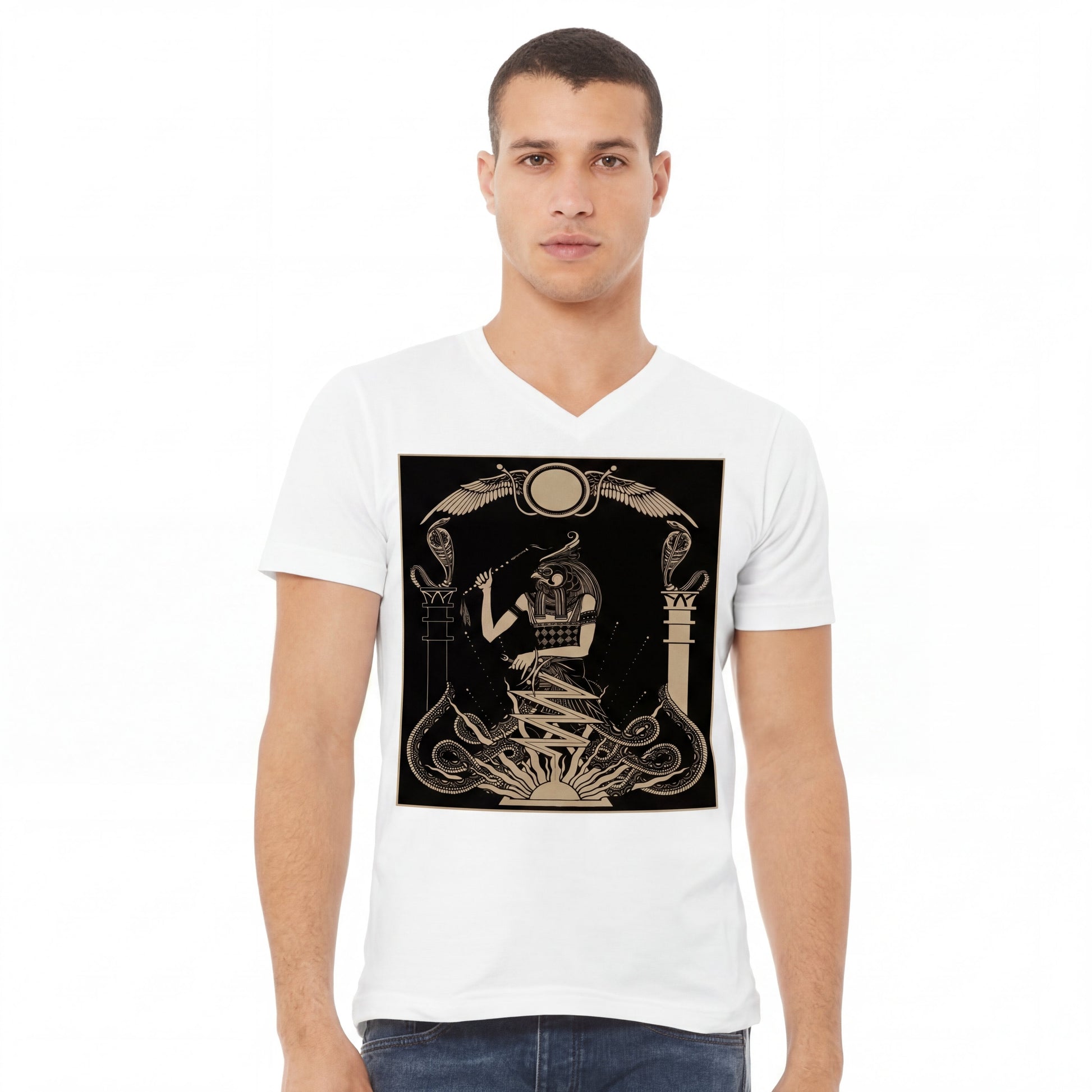 Horus Egyptian God T-Shirt - Ancient Mystery School Art - Thalira
