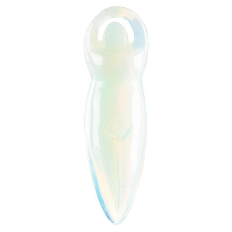 Opalite earth goddess pendant iridescent moon-coloured carving for altar and jewelry