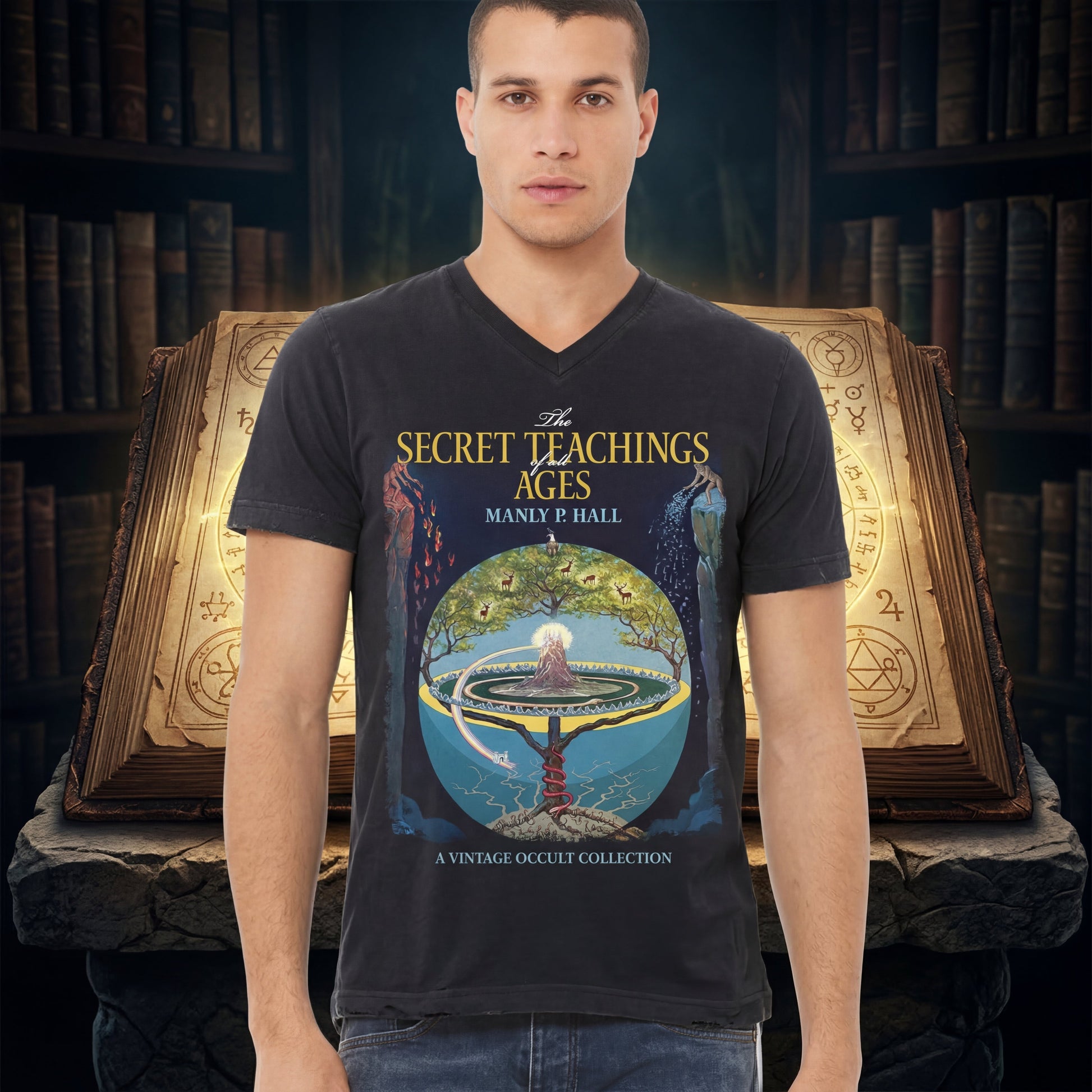The Secret Teachings of All Ages T-Shirt - Manly P. Hall Tree of Life Design - Thalira Esoteric Apparel