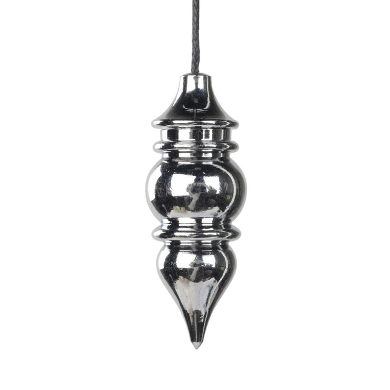 Silver chambered dowsing pendulum classical spindle form for neutral response